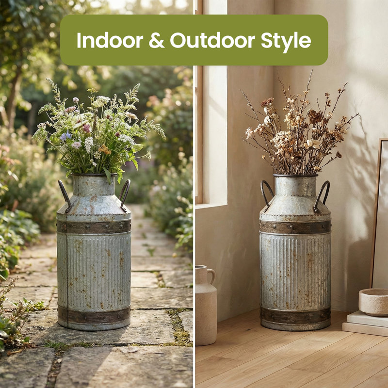 Schlafly Metal Pot Planter, 15.25 H x 7" W x 7" D