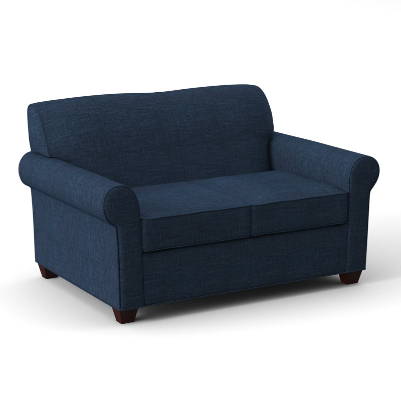 Finn 59" Rolled Arm Loveseat, Archetype Admiral, Empire Mahogany