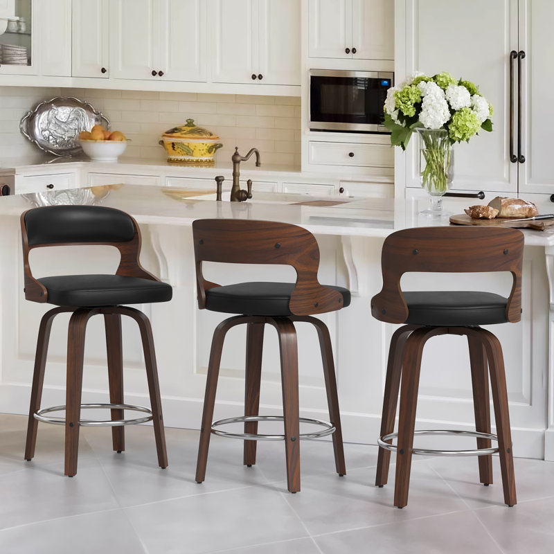 Carylon Swivel Upholstered Counter Stool, Black