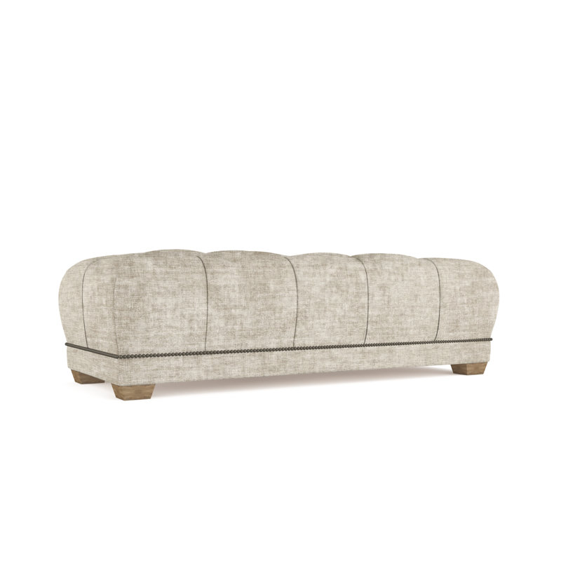 Hudson Ottoman, Plush Velvet Oyster, Weathered