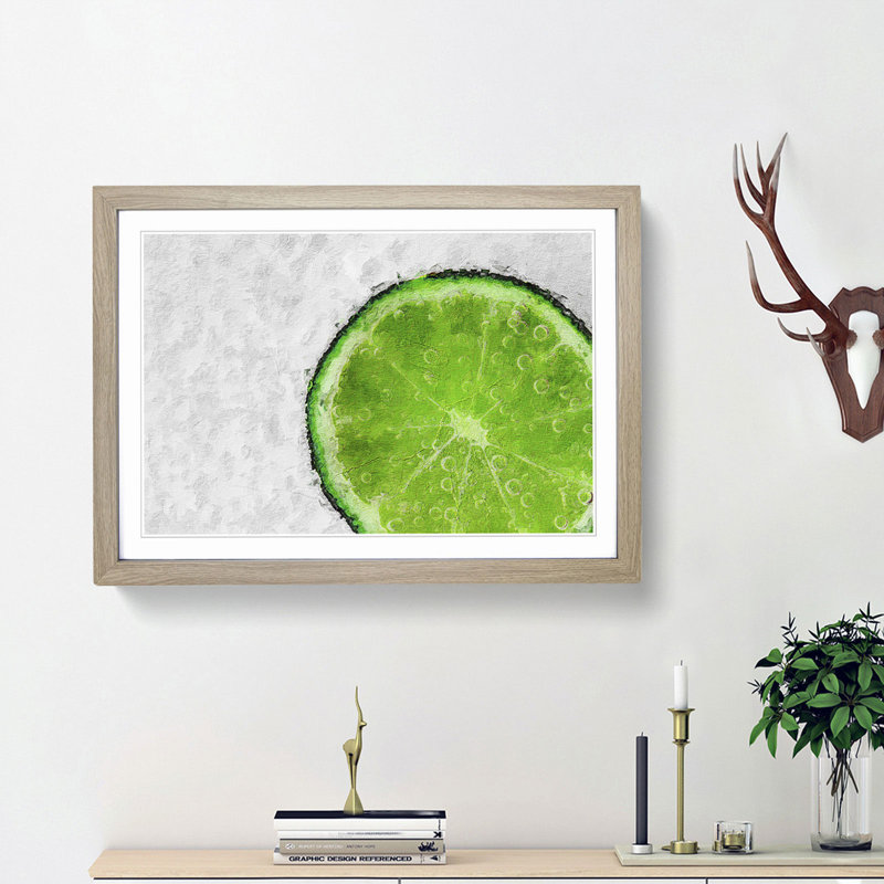 Slice of Line - Picture Frame Painting Print, Oak Framed, 48cm H x 65cm W x 2cm D