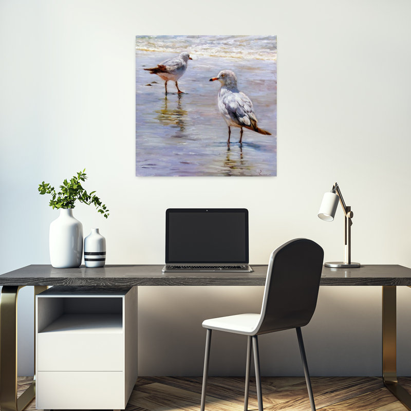 Waders, oiseau, océan côtier, art, H 18 po x l 18 po