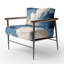 Fauteuil d'appoint rembourré abstrait bleu et or Marble Clouds X-1603376081