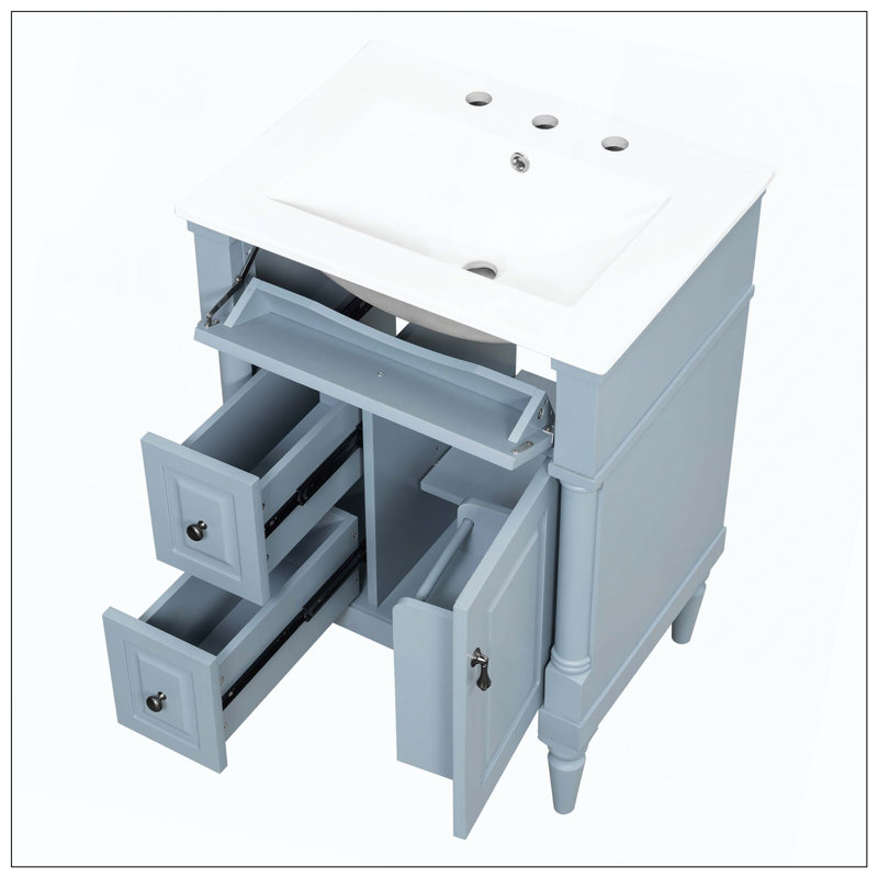 Lavabo de salle de bain autoportant, Blue, 24"