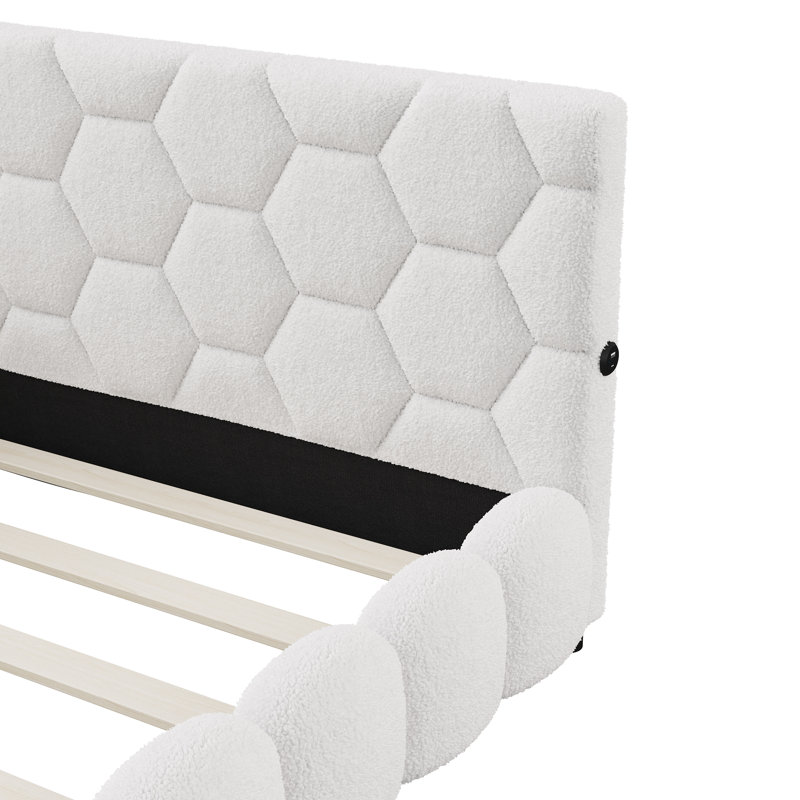 Daybed With LED Lights And Charging Station, White