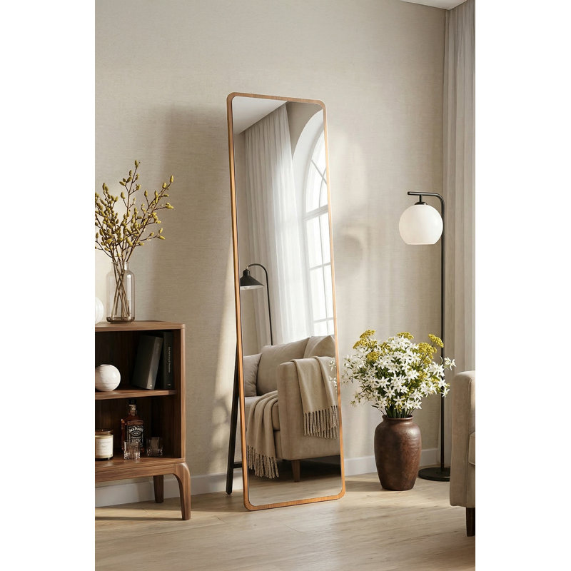 Rectangle Floor Mirror, Natural Wood