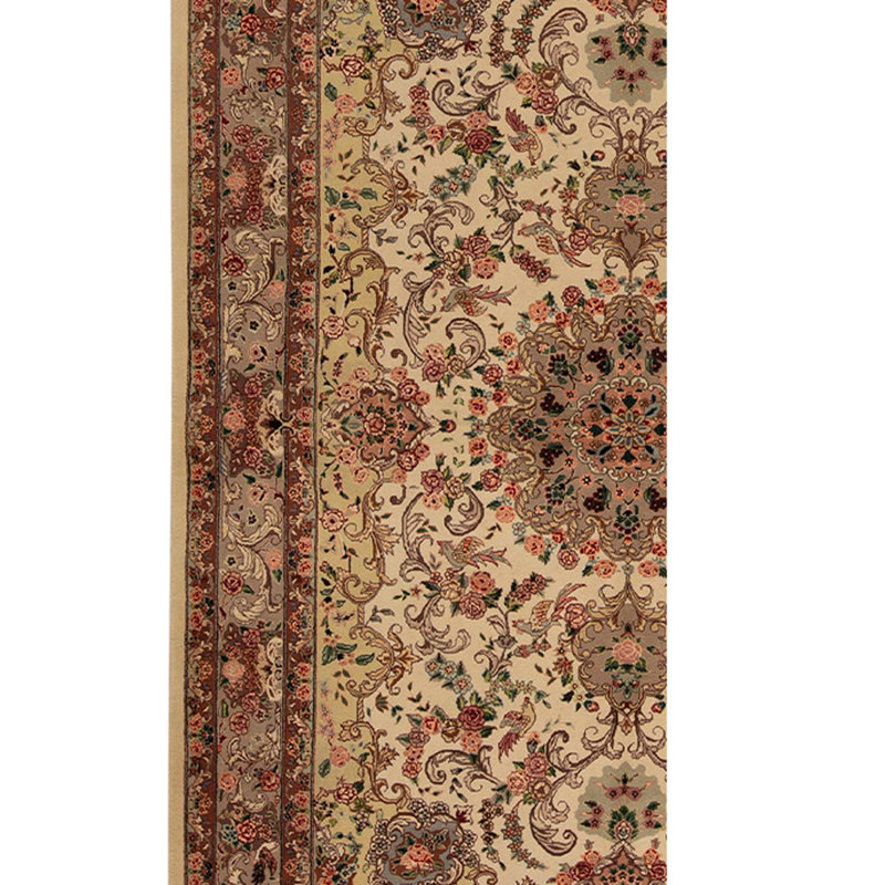 Tapis brun / beige / rouge noué à la main de haute qualité