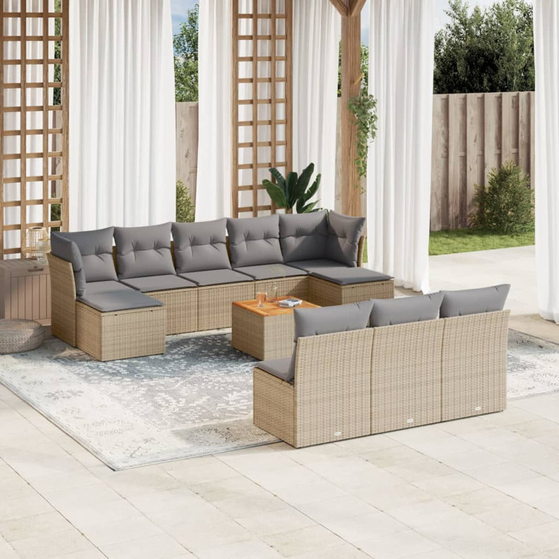  Ensemble de canapé de jardin beige, Gris, Beige