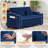 Sleeper Sofa Couch Bed with Phone Holder, Modern 3-in-1 Convertible Velvet Pull Out Loveseat Futon Sofa with USB & Type C Port & Cup Holder for Living Room Bedroom Office-652324309