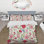 Fleurs roses et feuille verte - ensemble de housse de couette floral - microfibre de polyester