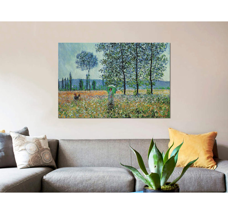 « felder im frühling » par claude monet, impression sur toile, H 12 po x l 18 po x P 1,5 po, Toile tendue, Pas de tapis
