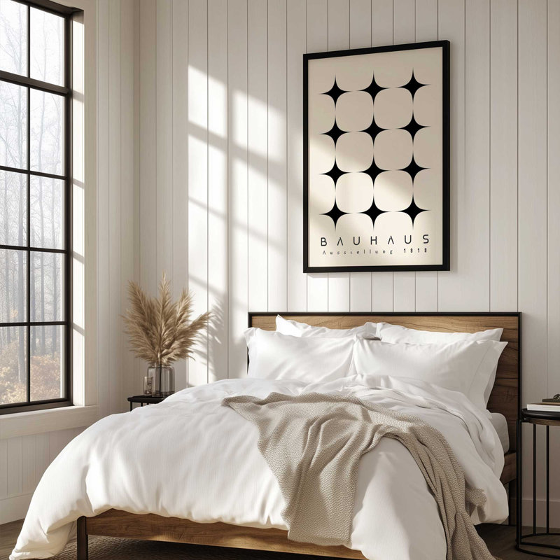 Imprimé minimaliste d'étoiles du Bauhaus, H 15,25 po x l 12,25 po, Zinc patiné