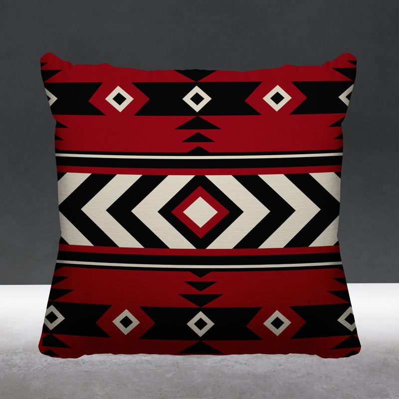 Coussin intérieur / extérieur Fika Southwestern, L 19 po x H 19 po, Rouge