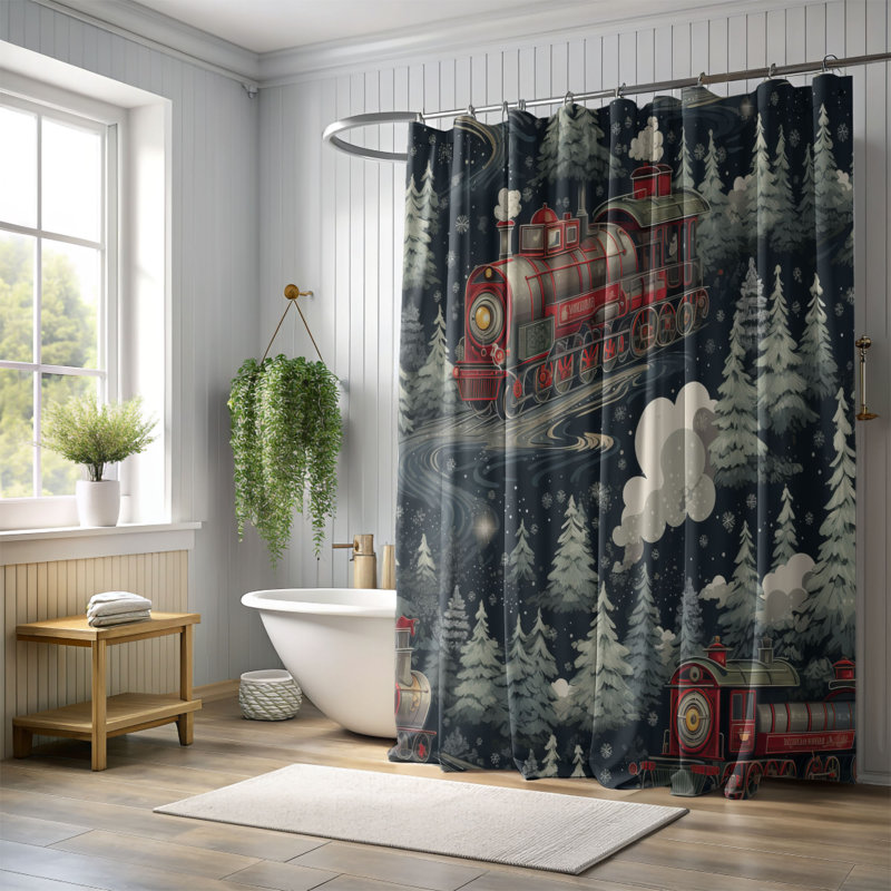 Jolly Express - Premium Shower Curtain, 74"H x 71"W