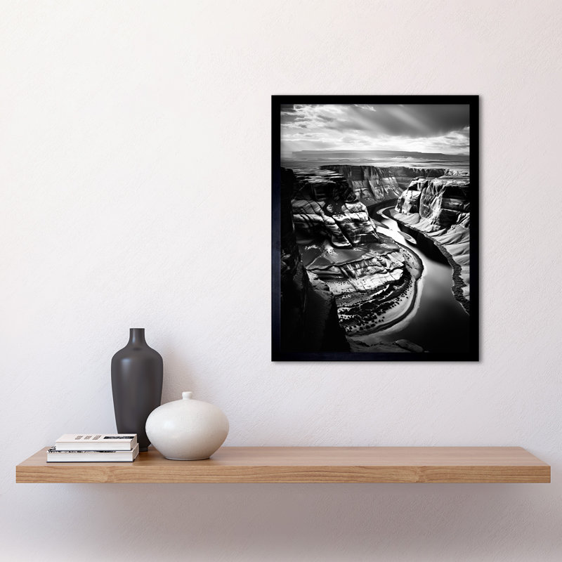 Glen Canyon Colorado River Bend Black White High Contrast - Single Picture Frame Print