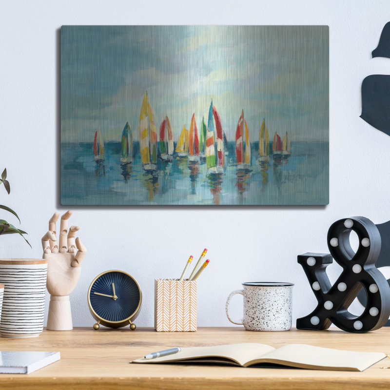 «Regatta» par Silvia Vassileva, art mural en métal, 16 po x 12 po, H 12 po x l 16 po