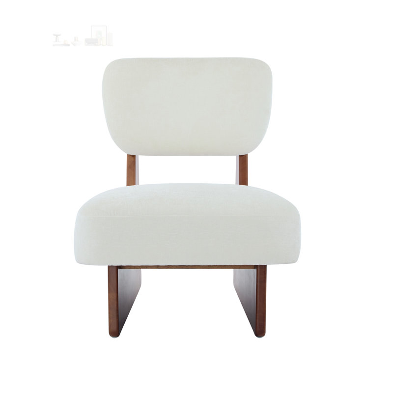 Méridienne beige moderne avec revêtement en polyester et finition noyer, sièges d'appoint minimalistes et élégants pour le salon, la chambre à coucher ou le bureau