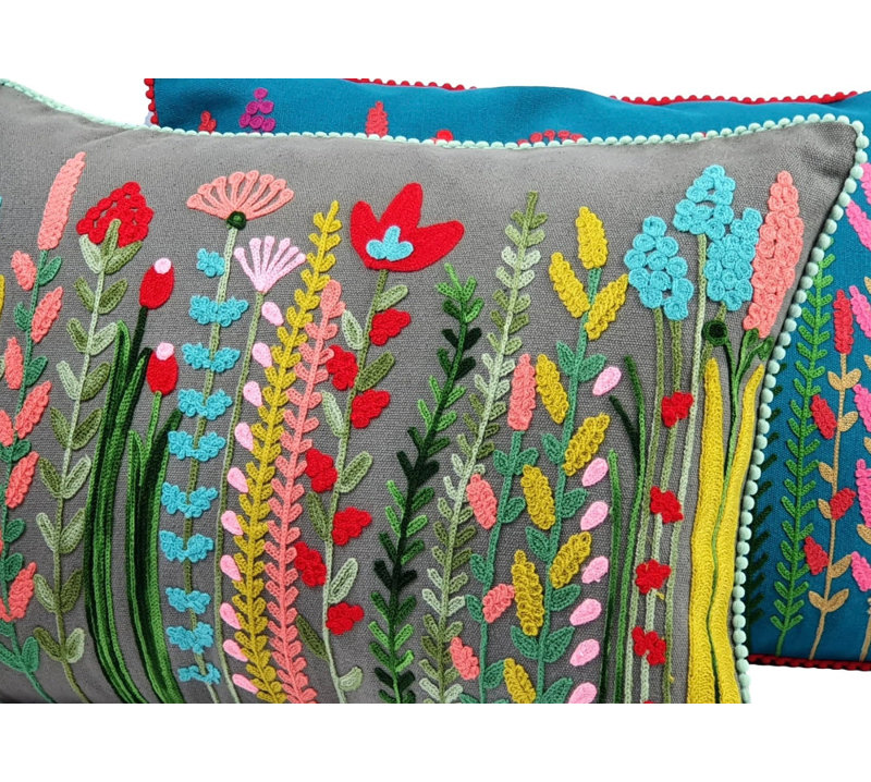 Leeven Floral Rectangle Cushion Cover, Grey