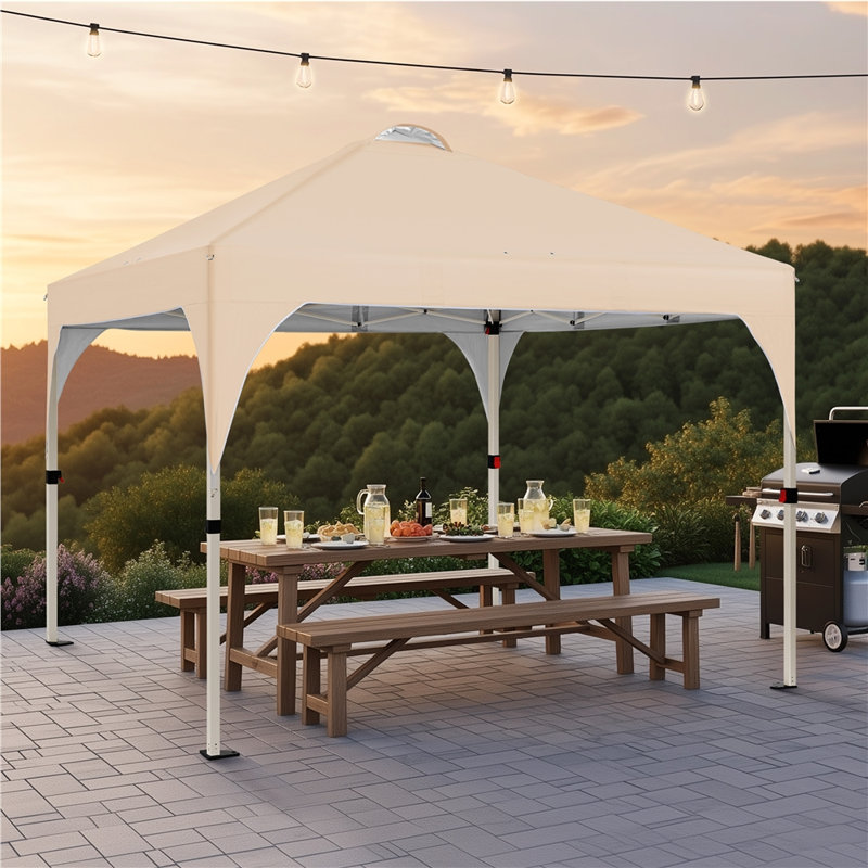 3m x 3m Iron Pop-Up Gazebo, Beige