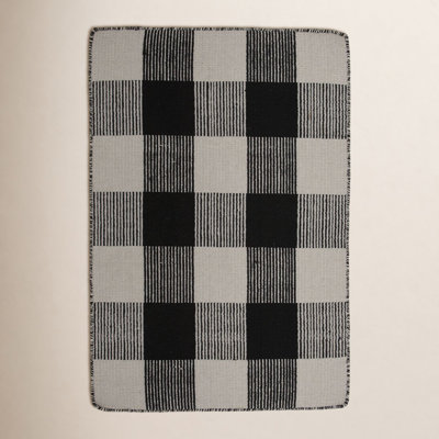 Simple Gingham Shag Wool Rug