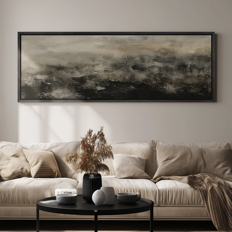 Très grand art mural rétro encadré pour art classique, H 20 po x l 60 po, Noir