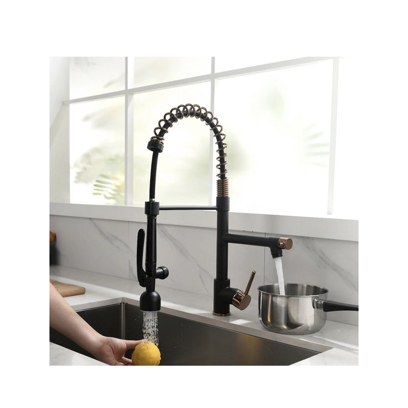 Robinet de cuisine rétractable AvaMalis, Noir mat