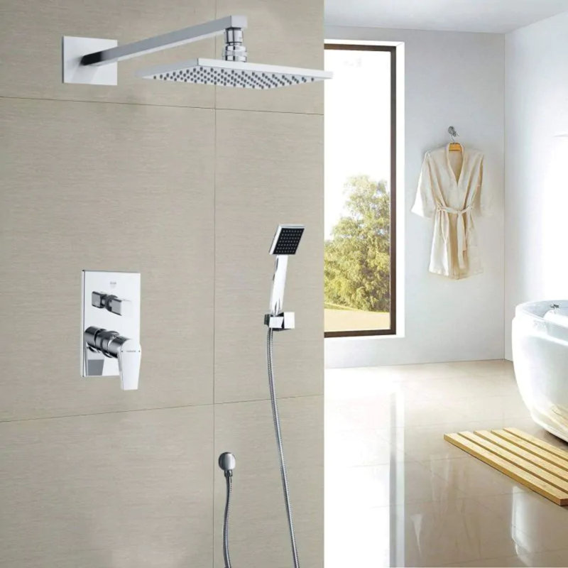 Tête de douche murale chromée avec douche à main Juno