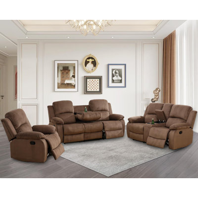 3-Piece Manual Reclining Living Room Sofa Set