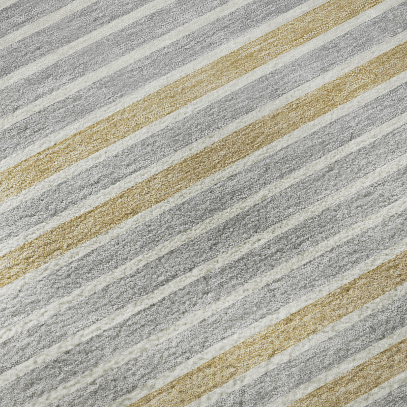 Tapis à rayures Sykora AMF1398 lavable à la machine de qualité supérieure, Rectangle 9 pi x 12 pi