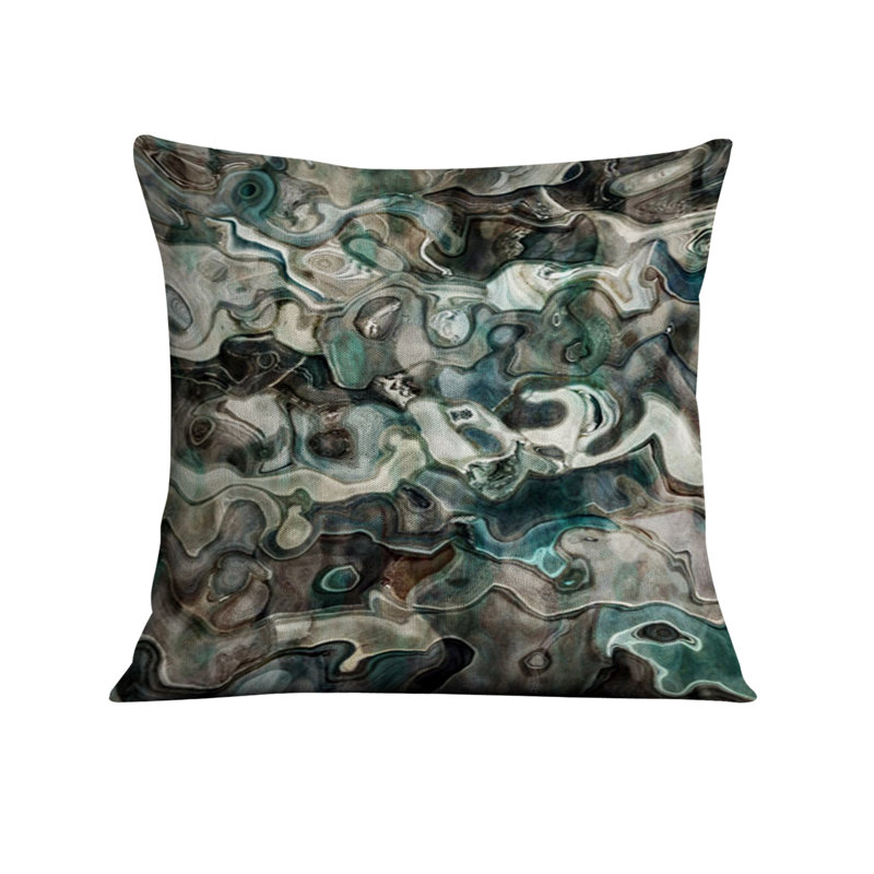 Coussin décoratif avec insert, H 18 po x l 18 po, Vert abstrait 8