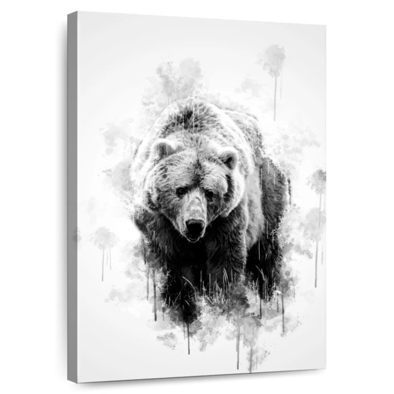 Brampt Brown Bear Black And White, 36" H x 24" W