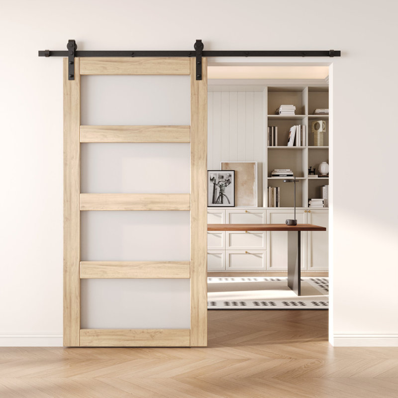 Porte de grange non assemblée et non finie en verre à 4 verres de 48 po x 80 po Homacer, 48" x 80"