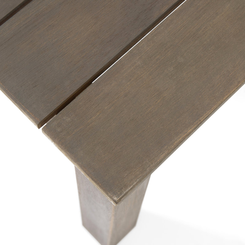 Grey Wood Table - Minimalist End With Top, 19.42In X 15In Side In Open Slat 19.42W 19.42D 15.11H