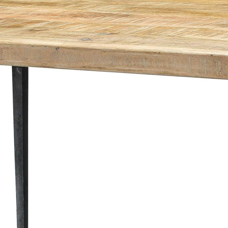 Farmhouse Solid Wood Dining Table, Black, Natural