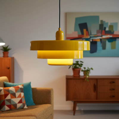 Mid-century Modern 3-layer Metal Pendant Light – 13.7" Adjustable Vintage Chandelier For Living Room, Kitchen, Or Hallway