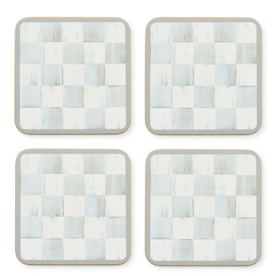 Sterling Check Cork Back Coasters, Set Of 4