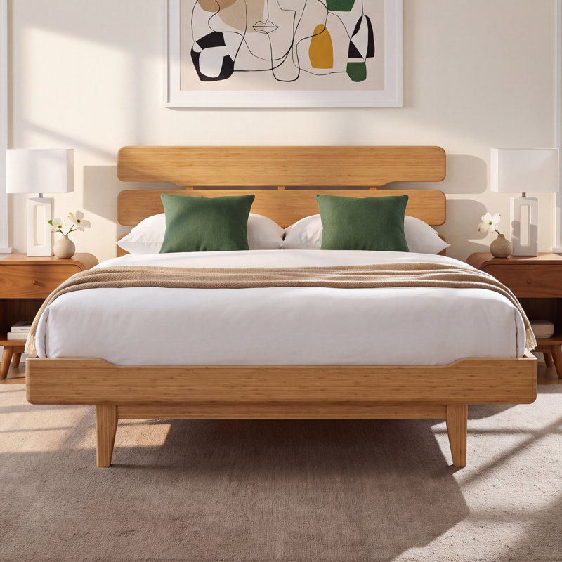 Lacey Solid Wood Slat Bed, Queen, Caramelized