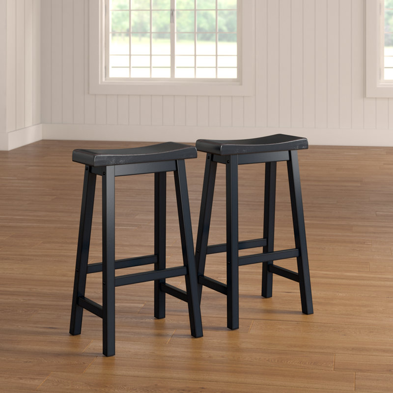 Arberesha Modern Solid Wood Bar & Counter Height Stools, Black, Bar Stool (29" Seat Height)