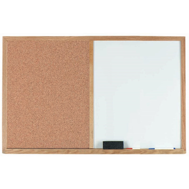 AARCO Cork and Melamine Mounting / Installation Required and Wall Solid Wood Combination Board, 2' H x 3' L