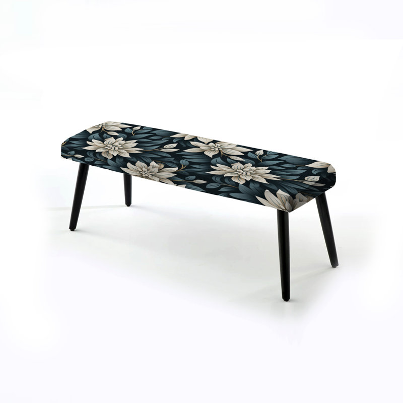 Banc rembourré floral noir Monochromes Essence