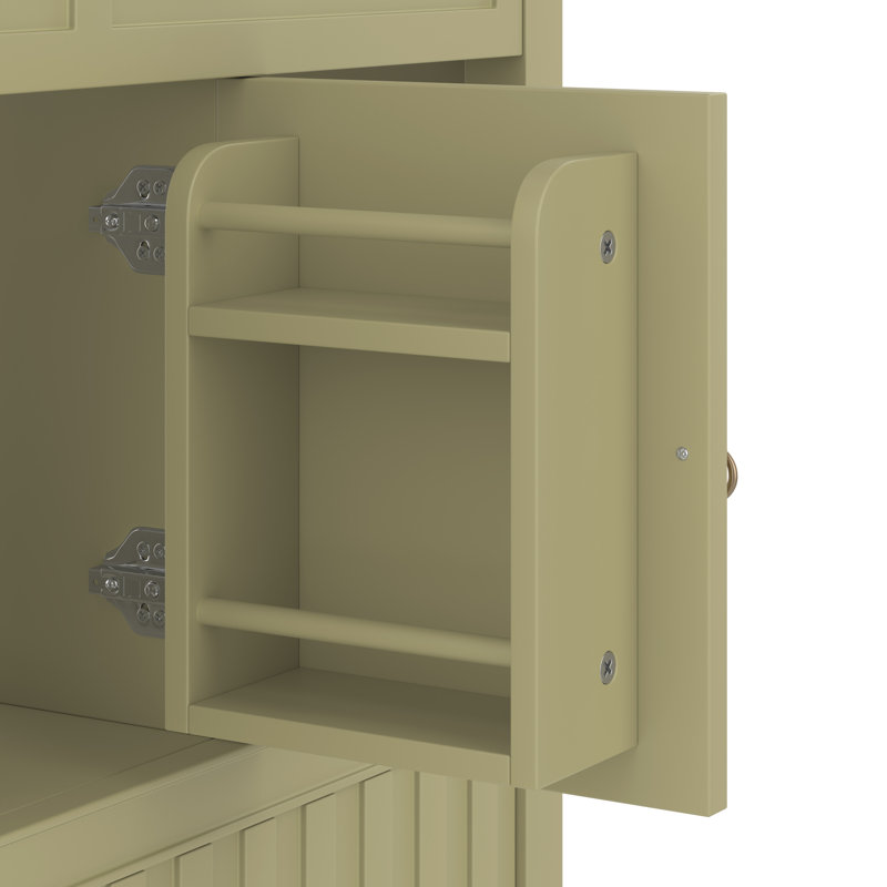Meuble-lavabo multifonctionnel vert 36 po avec lavabo, bois massif et bois aggloméré