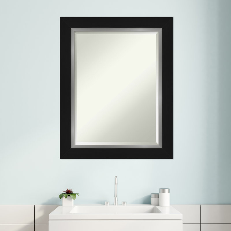 Quade Mirror, 29" x 23", Satin Black/Silver