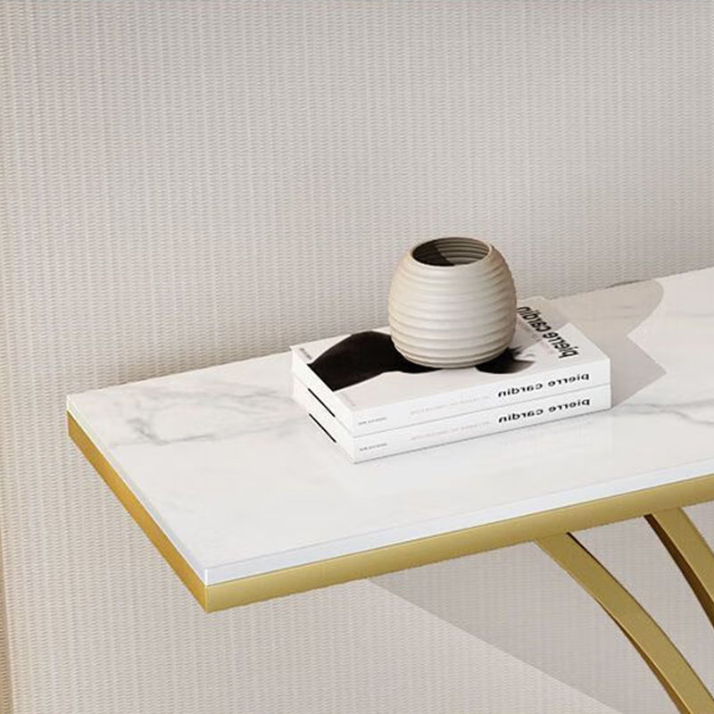 Table de porche moderne en pierre frittée simple., H 31,5 po x l 62,9 po x P 11,8 po, Doré
