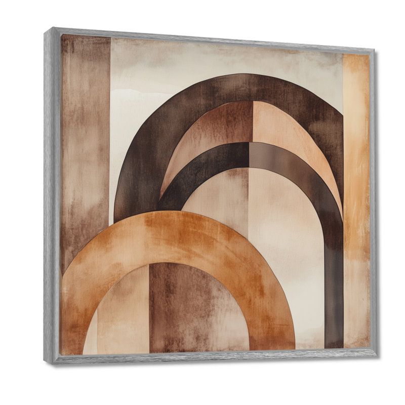 Art mural abstrait terre, terre cuite, Neuilly, H 44 po x l 44 po, Encadrement argenté