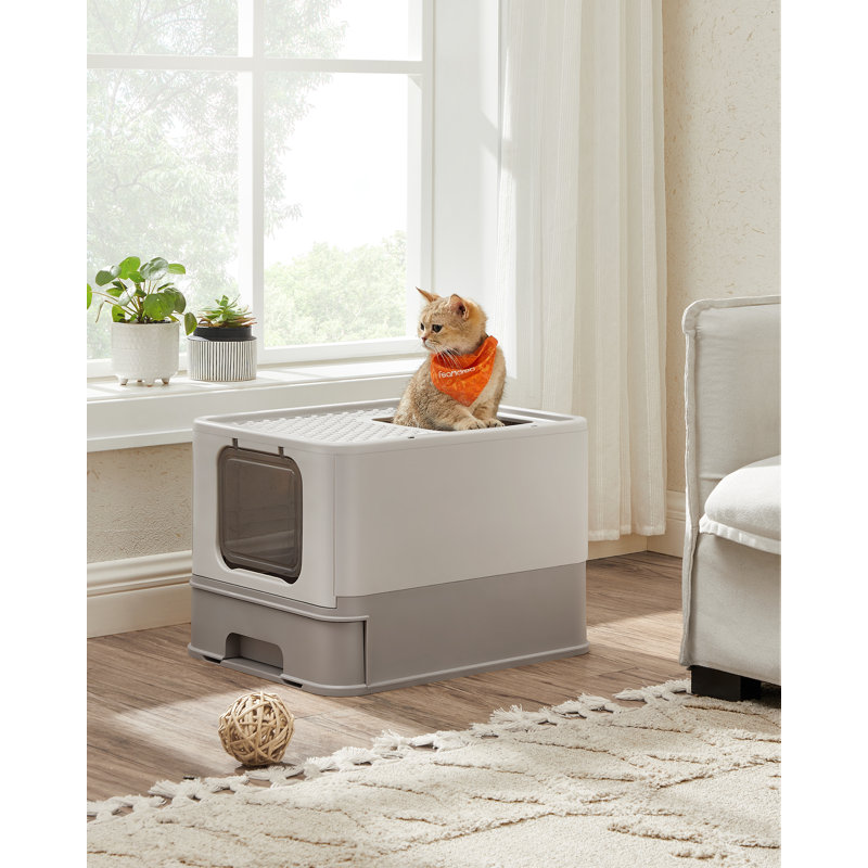 Polypropylene Litter Box with Scoop, Grey