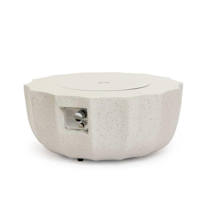36" Round Concrete Propane Gas Fire Pit Table, 50000 BTU, beige