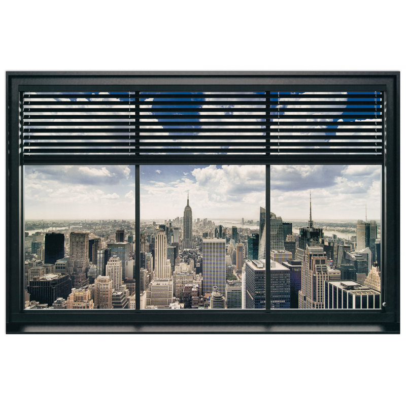 New York, Window Blinds - Single Picture Frame Print on MDF