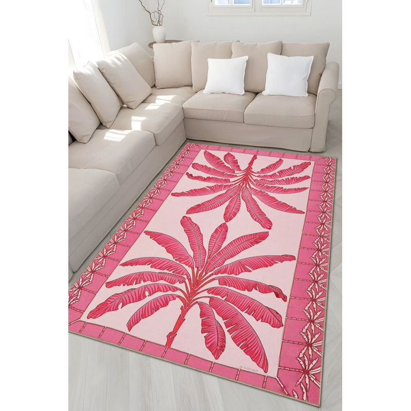 Tapis rose lavable à la machine, Sous-tapis rectangulaire 5 pi 1 po x 7 pi 7 po inc