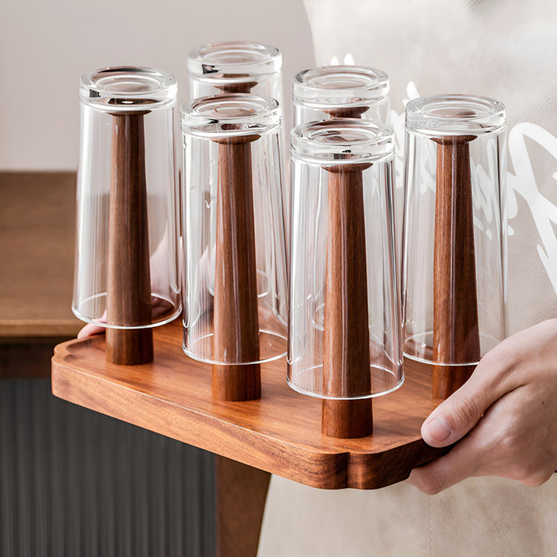 Olid Wood Cup Holder | Inverted Drainage Storage Rack | High End Home Storage Rack