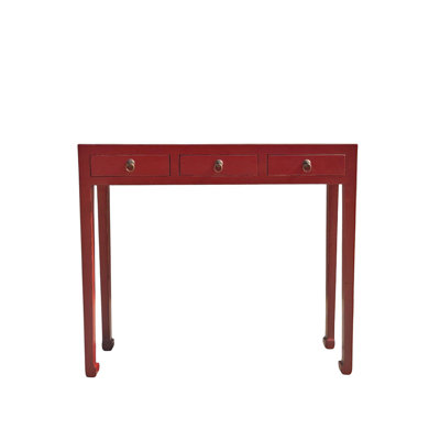 Console rouge 3 tiroirs 37 po